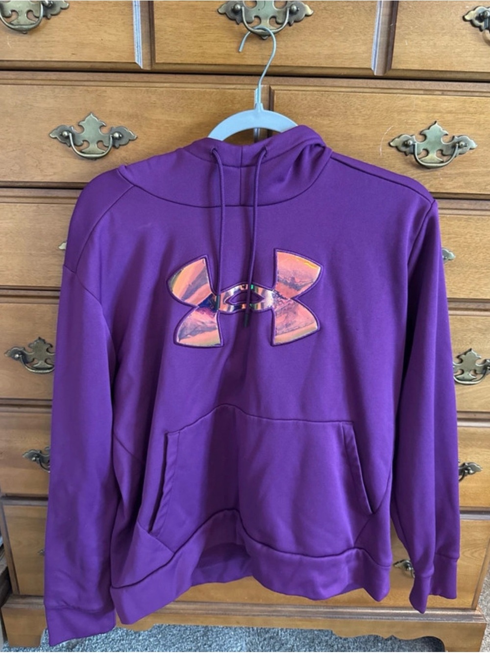 Under Armour Deep Purple Hoodie with Pink Accent Logo